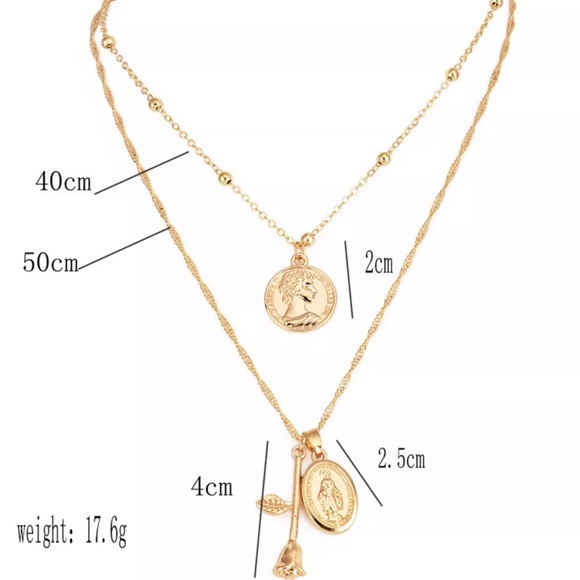 Virgin Mary Rose Coin Gold Layered Boho Necklace! - Picture 7 of 9